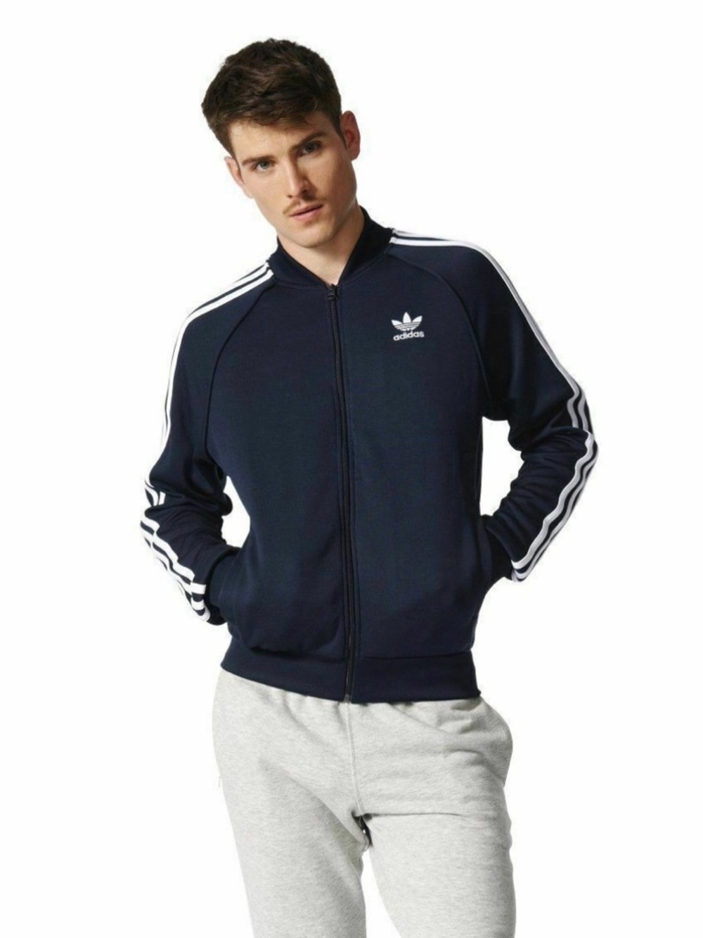 Mens Adidas Superstar Track Jacket - Navy Blue Size M